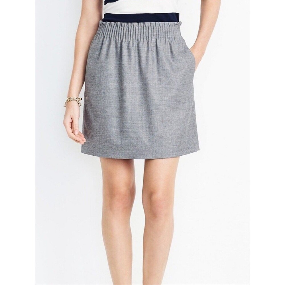 J. Crew Gray Pull On Stretch Waist Wool Blend Sidewalk Skirt - Size 10 Womens